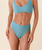 The 90S High Waist Bikini Bottom - Shimmer - Serene