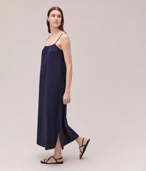 Womens Breezy Cotton Dress - Light Cotton Blend - Evening Blue