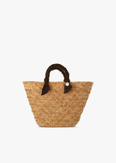 Rosie Woven Straw Ribbon Handle Tote (Black)