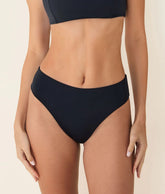The 90s High Waist Bikini Bottom - Eco Nylon - Black