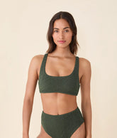 The Devon Bikini Top - Textured Geo - Thyme