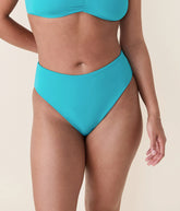 The 90s High Waist Bikini Bottom - Eco Nylon - Cyan