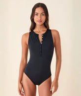 The Malibu One Piece - Eco Nylon - Black - Classic - Full Coverage