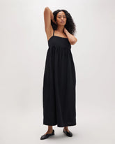 Womens Linen Maxi Dress - Rayon Linen Woven - Black