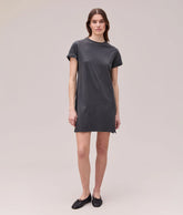 Womens Relaxed Tee Mini Dress - Pigment Dye Jersey - Stretch Limo