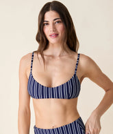 The Molokai Bikini Top - Textured Stripe - Nautical