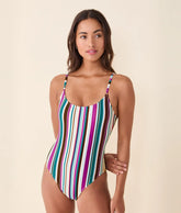 The Amalfi One Piece - Eco Nylon - Retro Stripe - Long Torso