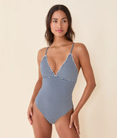 The Rosarito One Piece - Seersucker Stripe - Cadet - Classic