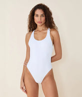 The Tulum One Piece - Eco Ribbed - White - Long Torso