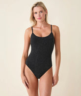 The Amalfi One Piece - Lurex Rib - Black Silver - Long Torso