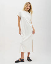 Womens Relaxed Tee Maxi Dress - Pigment Dye Jersey - Bone