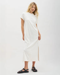 Womens Relaxed Tee Maxi Dress - Pigment Dye Jersey - Bone