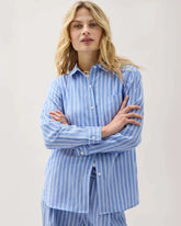 Womens Palermo Button Up - Poly Seer Sucker Stripe - Oxford Blue Stripe