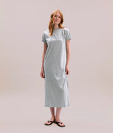 Womens Relaxed Tee Maxi Dress - Pigment Dye Jersey - Heather Grey