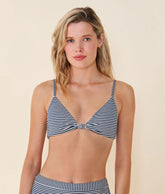 The Santorini Bikini Top - Seersucker Stripe - Cadet