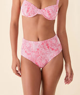 The High Waist Bikini Bottom - Garden Jacquard - Peachy