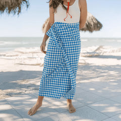 Blue Bay Gingham Tie Sarong