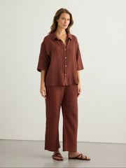 Kaya Boyfriend Shirt - Terracotta