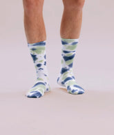 Mens Crew Sock - Cotton Blend - Vintage Indigo Aloe Tie Dye