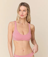 The Delray Bikini Top - Micro Gingham - Strawberry