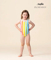 The Maui Girls One Piece - Eco Nylon - Rainbow Wide Stripe