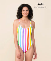 The Amalfi One Piece - Eco Nylon - Rainbow Wide Stripe - Classic