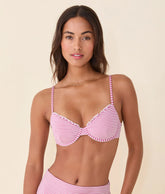 The Rosarito Bikini Top - Seersucker Stripe - Bloom