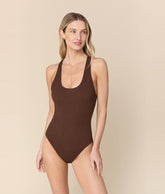 The Tulum One Piece - Seersucker Wave - Walnut - Classic