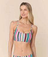 The Maui Bikini Top - Eco Nylon - Retro Stripe