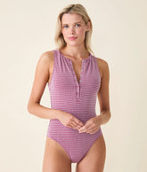 The Malibu One Piece - Houndstooth - Merlot Houndstooth - Long Torso