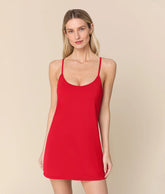 The Amalfi Swim Dress - Eco Nylon - Cherry Red - Long Torso