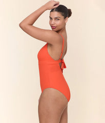 The Honolulu One Piece - Eco Ribbed - Vermillion - Long Torso