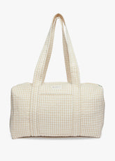Daphne Travel Weekender Zip Tote Bag (Beige Gingham)