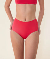 The High Waist Bikini Bottom - Eco Nylon - Cherry Red