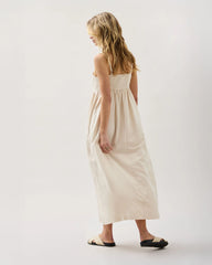 Womens Linen Maxi Dress - Rayon Linen Woven - Bone