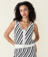 Oasis Sweater Tank (Black - Cream Stripe)