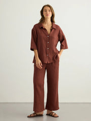 Kaya Boyfriend Shirt - Terracotta