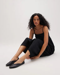 Womens Linen Maxi Dress - Rayon Linen Woven - Black