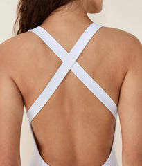 The Tulum One Piece - Eco Ribbed - White - Long Torso