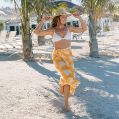Gold Palm Geo with Gold Dot Sarong
