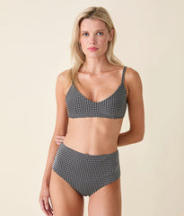 The High Waist Bikini Bottom - Houndstooth - Black Houndstooth