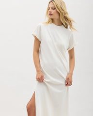 Womens Relaxed Tee Maxi Dress - Pigment Dye Jersey - Bone