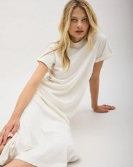 Womens Relaxed Tee Maxi Dress - Pigment Dye Jersey - Bone
