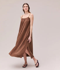 Womens Breezy Cotton Dress - Light Cotton Blend - Brunette
