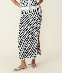 Sands Sweater Skirt (Black - Cream Stripe)
