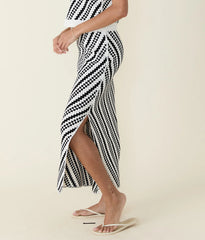 Sands Sweater Skirt (Black - Cream Stripe)