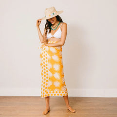 Gold Palm Geo with Gold Dot Sarong