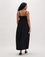 Womens Linen Maxi Dress - Rayon Linen Woven - Black