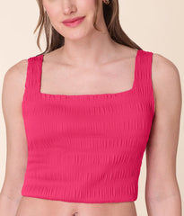 The Siren Swim Tank - Smocked - Bright Begonia